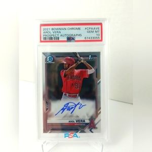 2021 Bowman Chrome Arol Vera Prospect Auto # CPA-AVE PSA 10 GEM MINT - Angels